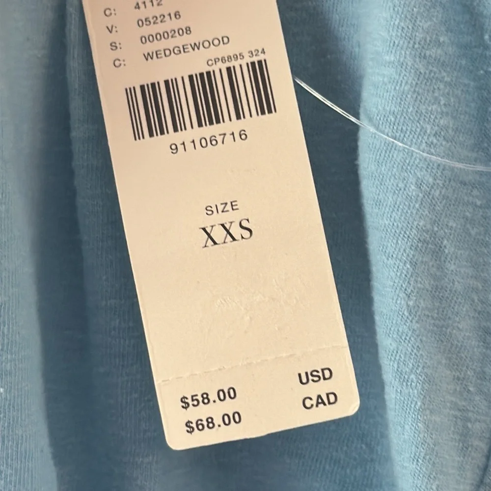 NWT Anthropologie Puff Sleeve Henley Top in Iris Blue Size XXS